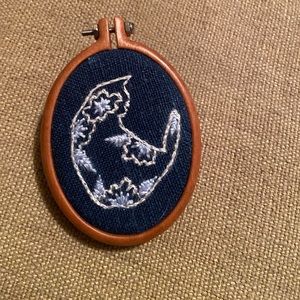 Hand Embroidered Cat Brooch